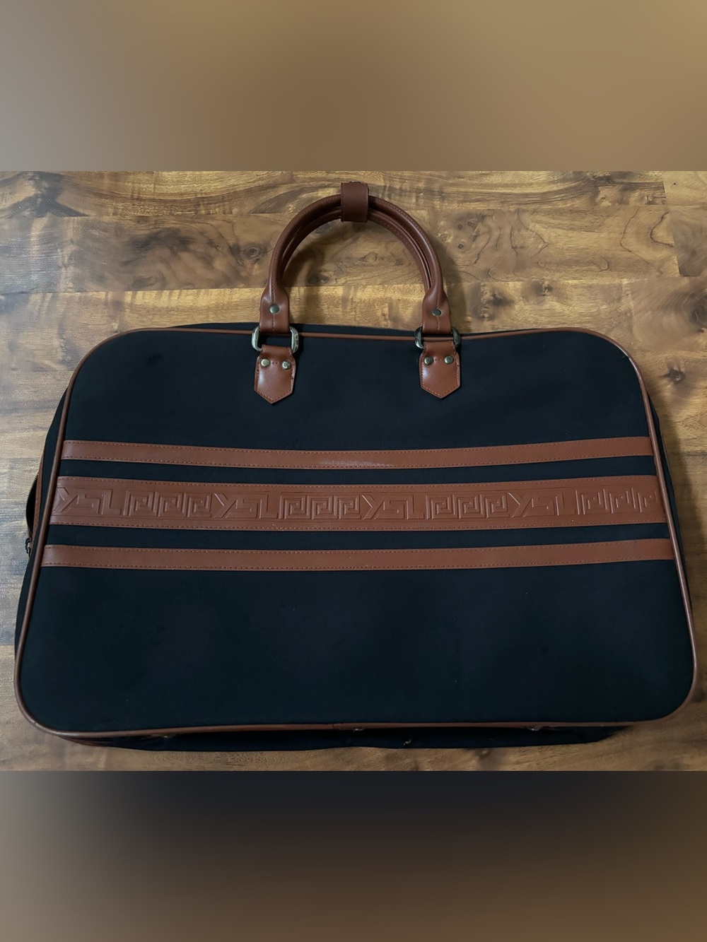 Vintage Yves Saint Laurent YSL Original Travel Duffle Bag Weekender Black Brown